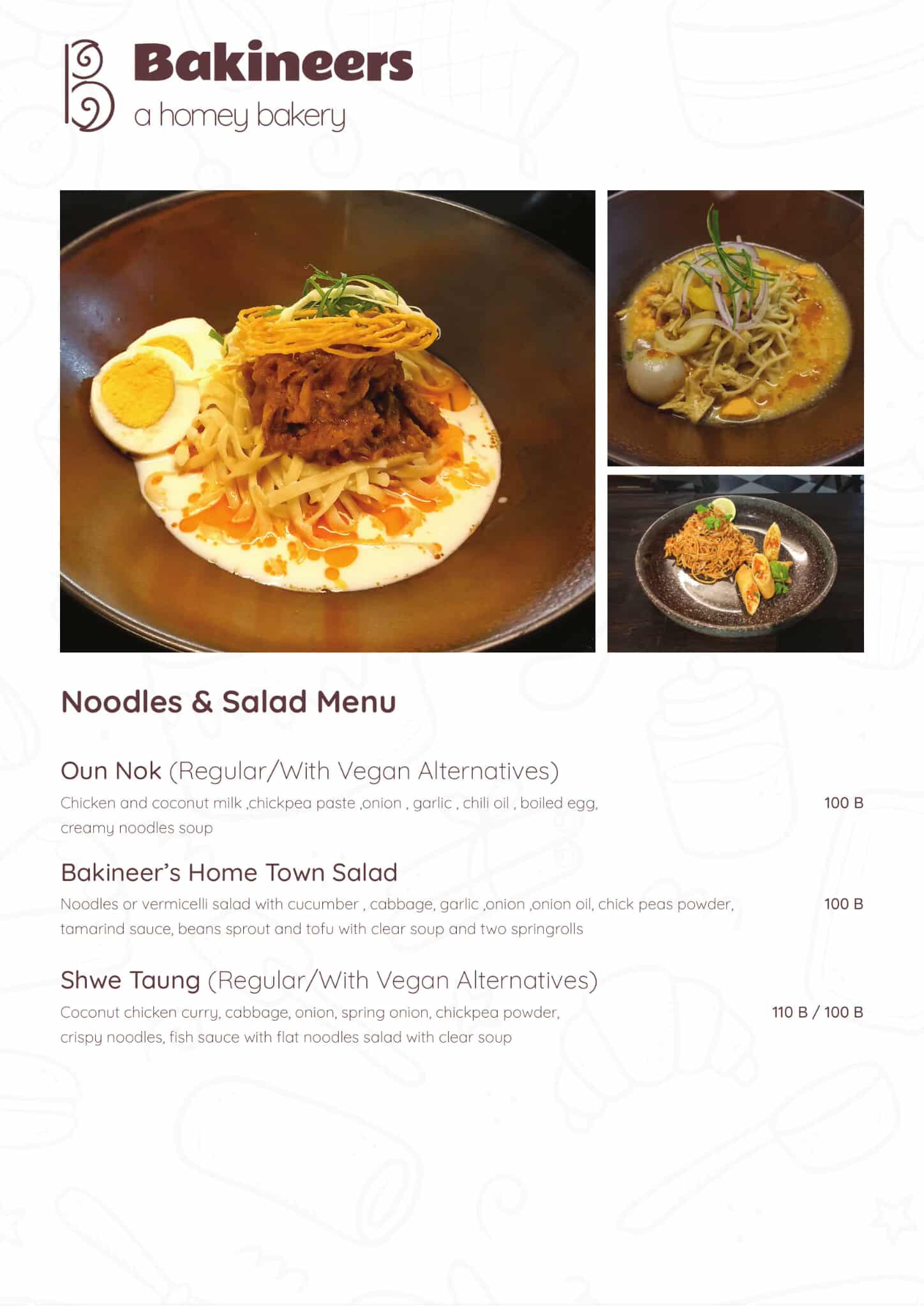 Bakineers Menu