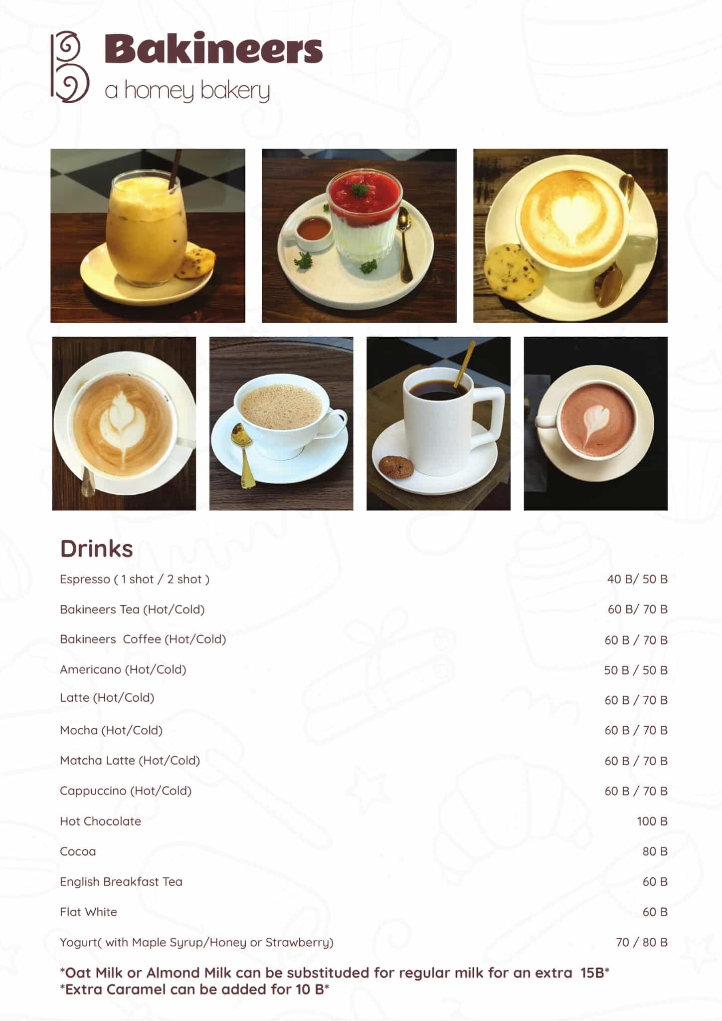 Bakineers Menu
