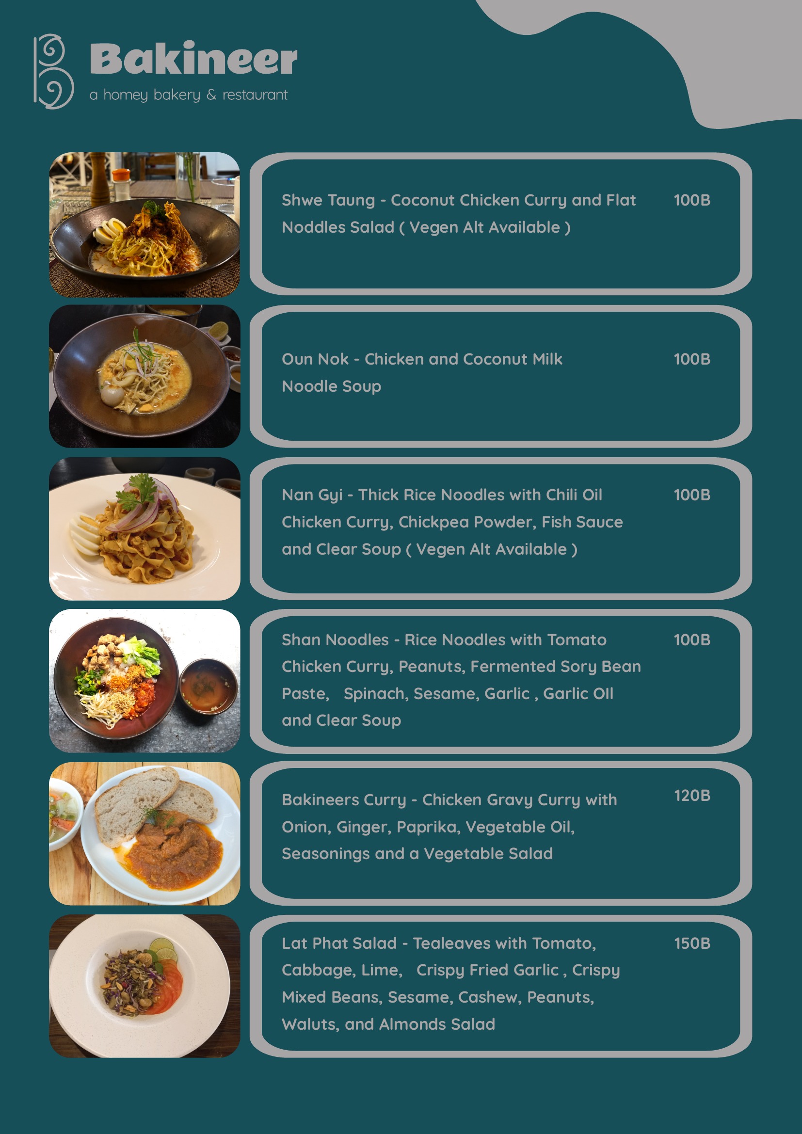 Bakineers Menu